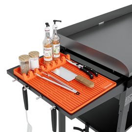 Alawooder Silicone Griddle Tools Mat for Blackstone - 16 Inch Food Grade Silicone Spatula Mat with Drip Pad, Thickened Side Shelf BBQ Grilling Gadgets Accessory for Outdoor Kitchen Counter Must Have