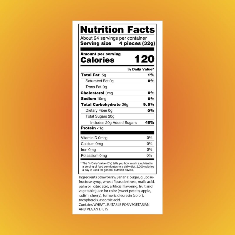 Sour Power Premium Candy Belts, Strawberry/Banana, 6.6 lb