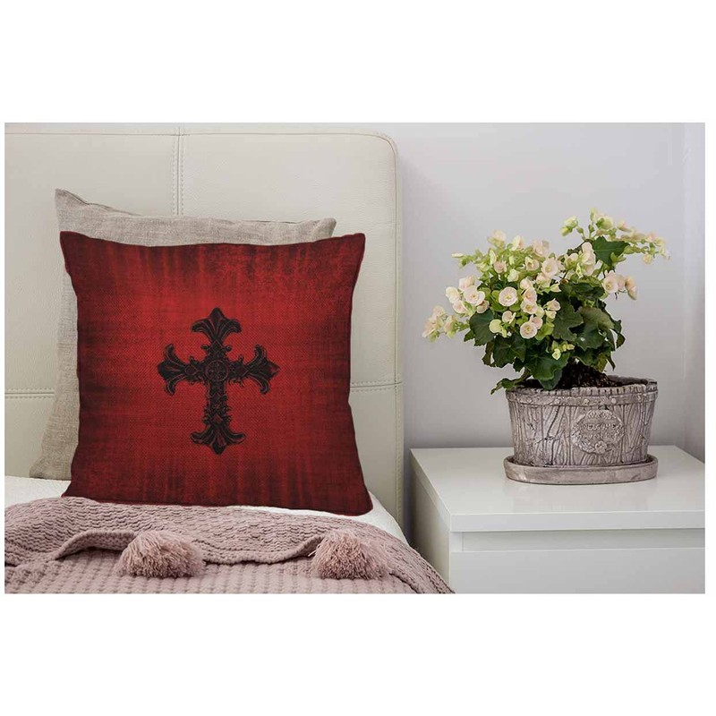 WONDERTIFY Cross Black Cushion Cover Medieval Gothic Decorative Throw Pillow