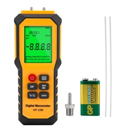YZT Meter Manometer Air Pressure Meter, 50KP Digital Differential Pressure Gauge, HVAC Gas Pressure Meter Dual-Port Manometer Gas Pressure Tester (9v Battery Included)