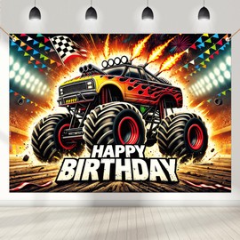 Monster Truck Background 7 × 5 ft Truck Theme Party Decoration Monster Car Birthday Party Supplies Truck Fan Meeting Photo Background