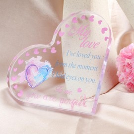 MUCOOS Pink Acrylic Plaque, Gift for Girlfriend, Home Decoration, Acrylic Decoration for Wife, Birthday Gift from Husband to Wife, Love You Gift, Thoughtful Souvenir