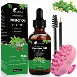 Jamaikanisches schwarzes Rizinusöl mit Kopfhautmassagegerät, natürliches Premium gegen trockenen und geschädigten Haarausfall für Frauen und Männer, 60 ml