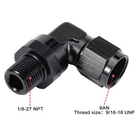 EVIL ENERGY 6AN Female to 1/8 NPT Pipe Swivel 90 Degree Adapter Fitting Black Aluminum