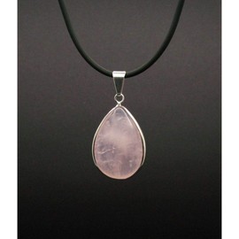 Rose Quartz Tear Drop Pendant Silver Plated