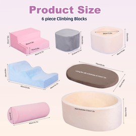 MIND&ACTION 6-Piece Toddler Climbing Toys Indoor with Ball Pit, Climbing Toys for 1+ Year Old, Soft Play Set Baby Foam Blocks for Toddler 1-3 (Ball Not Included)