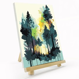 JOOZ Forest Paint by Numbers Kit for Adults with Frame, Adult Paint by Number Kits with Easel, DIY Abstract Forest Landscape Oil Painting Kit for Home Wall Decor 8x12 Inch