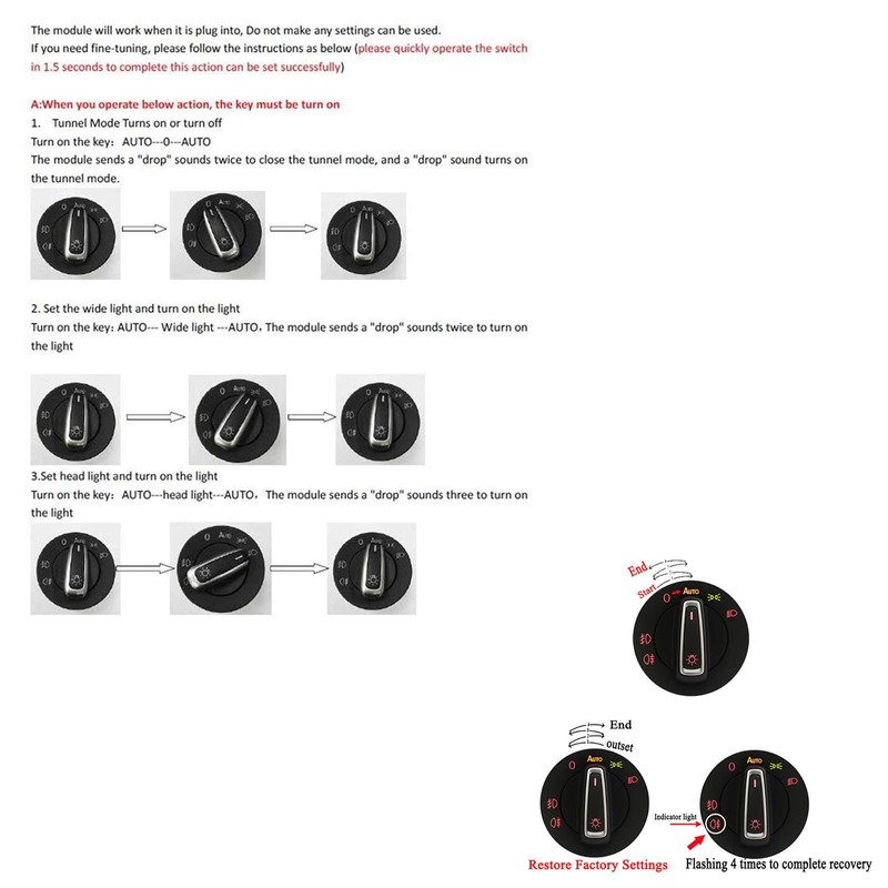 Ketofa Generic Auto Headlight Sensor Chrome Switch for Golf 5