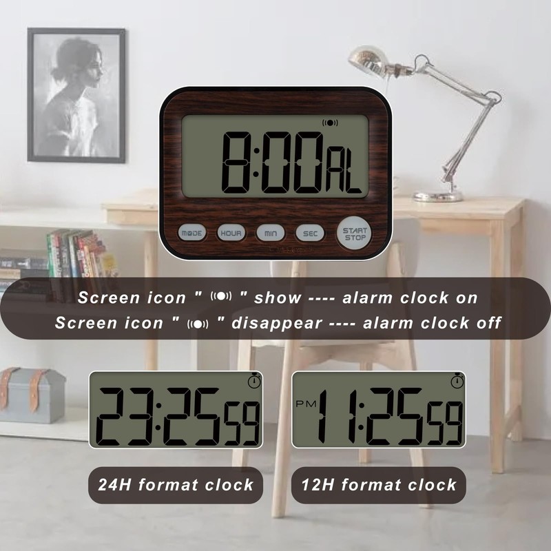 Taikemeti Countdown Count Up Timer,Kitchen Timer,Magnetic Digital Stopwatch Clock with