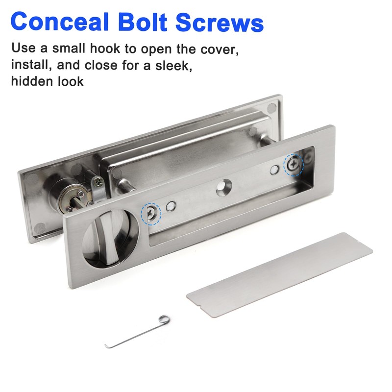 Dontay Pocket Door Handle with Lock and Edge Pull, Narrow