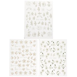 LALAFINA Diy Flower Nail Stickers 3 Sheets Embossed Nail Art Decals for Women Girls