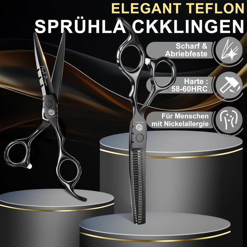 Purple Dragon Hairdressing Scissors Set 6" Black Hair Cutting Scissor
