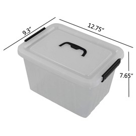 Anbers 1 Pack Plastic Box with Handle, 12 Quart Clear Bin with Lid