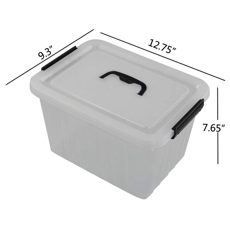 Anbers 1 Pack Plastic Box with Handle, 12 Quart Clear
