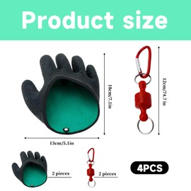 JazRvr Landing Glove Pike 4-Piece Set Fishing Gloves with Magnetic Closure, Waterproof and Non-Slip for Safe Handling of Predatory Fish, Ideal for Fishing Accessories and Outdoor Activities