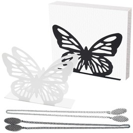 LXBCTOP Napkin Holder, Pack of 2 Stainless Steel Butterfly Napkin Holders (Napkin Holder Black and White), 2 Pieces Napkin Chain, Home Decoration Napkin Holder, Napkin Holder