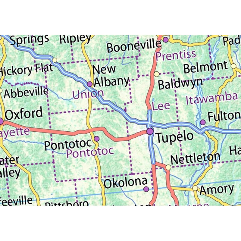 Mississippi State Physical Map - 14.4 x 25 inches -