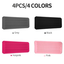 GGYGK 4pcs Heat Resistant Mat for Hair Tools,Silicone Heat Mat Pouch for Curling Iron,Heat Pad for Hair Straightener Brush Flat Iron