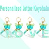 Alphabet Initial Letter Keychains for Women Green Tassel Butterfly Pendant