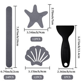 FULANDL 48PCS Bathtub Non Slip Stickers Set, Shell Starfish Shower Stickers Anti Slip Strips with Scraper, for Bathroom Bath Tub Pool Ladders