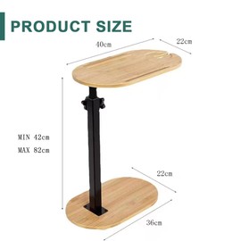 C-Shaped Side End Table, Bed Side Table for Bedroom, Over Bed Table Adjustable Height, Sofa Table, Bamboo Bathtub Tray Table with Adjustable Height for Living Room Sofa Couch Bedrooom