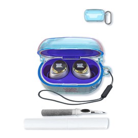 Case for AVIOT TE-V1R-HEN hololive English -Myth- Collaboration Wireless Earbuds,Soft Protective,Shockproof,BOVUGAC Silicone Case Cover with Keychain & Cleaning Kit & Lanyard-Blue