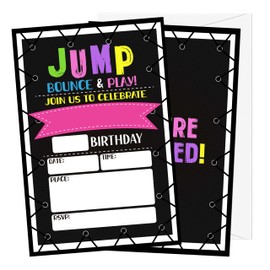 Gsauto Trampoline Jump Birthday Invitations for Boys, 20 Invitation Cards with Envelopes, Bounce House Invites for Party Decorations Favor Supplies - A23