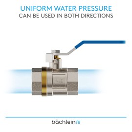 Bächlein Universal Ball Valve - Brass Ball Valve with Lever Handle and 1 Inch Female Thread on Both Sides - Full Bore Shut-Off Valve