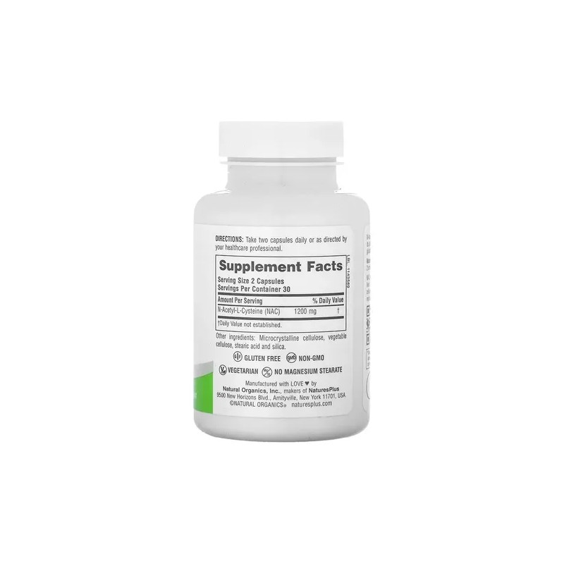 Suplemento N-Acetil-L-Cisteína NAC de NaturesPlus en Cápsulas 1200 mg