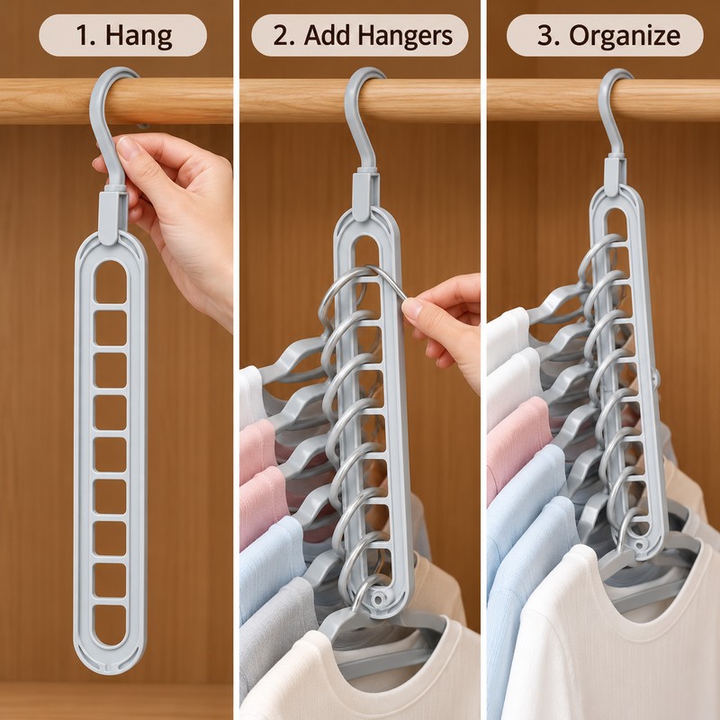 3-Pack 9-Hole Space Saving Clothes Hangers for Closet Organization –