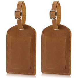 Ringsun Genuine Leather Luggage Tag For Suitcases ID Tags Bag, Tags For Luggage (2 Pack)