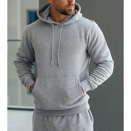 Mlgaril Men's Light Grey Tracksuit 2-Piece Active Set:Fleece Pullover Sweatshirt and Sweatpants,Jogging Sweatsuit Outfit,XL