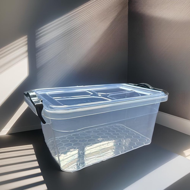 METALLIC TURTLE Clear 3.5L Plastic Storage Boxes with Grey Clip