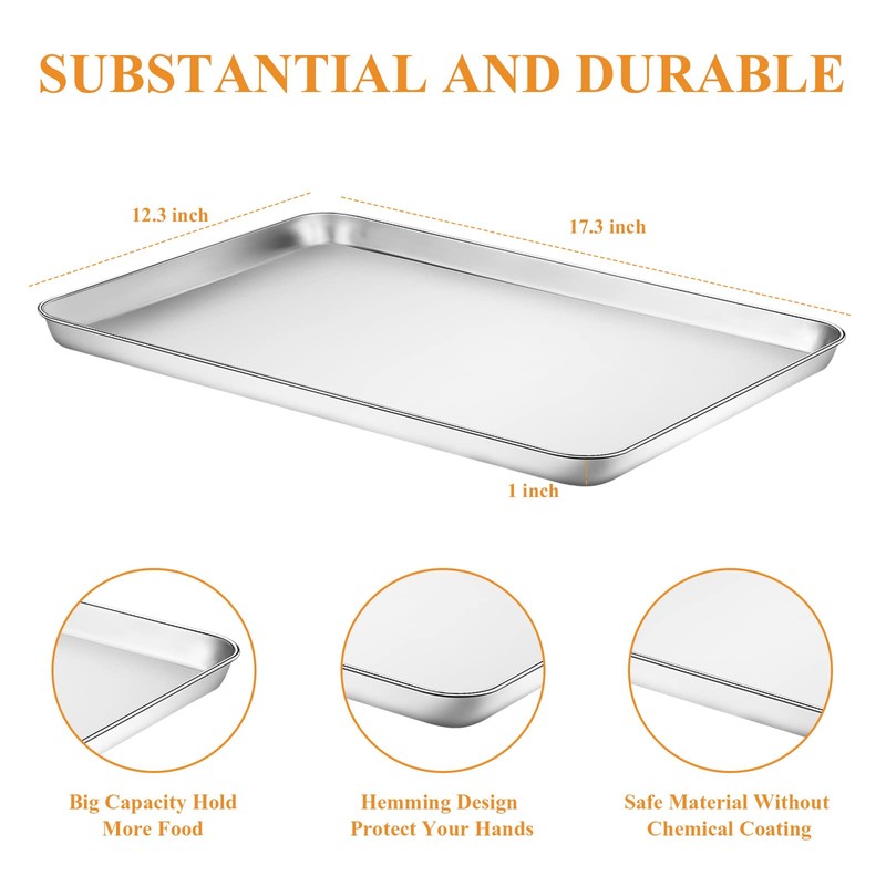 Stainless Steel Baking Sheet Set of 2, Deedro Cookie Sheet
