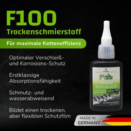 DR. WACK F100 Trocken Schmierstoff 50 ml - Kettenöl schmutz- & wasserabweisend - Schutz vor Korrosion & Verschleiß - Schmiermittel für alle Fahrräder - Hochwertige Fahrradpflege