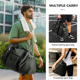 Rieeyrslza Sports Bag with Shoe Compartment, Travel Bag for Men and Women, Large Waterproof Fitness Bag, Fitness Training Bag, Hand Luggage Bag with Shoulder Strap, army green 39l, Sports and leisure