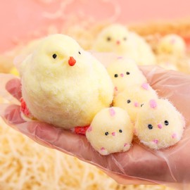 6Pcs Big Taba Squishy Toys-3.15in, Handmade Ultra Soft Chick Taba Squishy Kit, Cute Fidget Toys Silicone Squeeze Toys for Kids & Adults Stress Relief（Chicken）