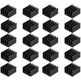 Easycargo 20pcs Small Mini Heatsink Kit + Thermal Conductive Adhesive Tape, Mini Cooler Aluminum Heat Sink for Cooling VRM GPU Stepper Driver MOSFET VRam Regulators (8.8mmx8.8mmx5mm)