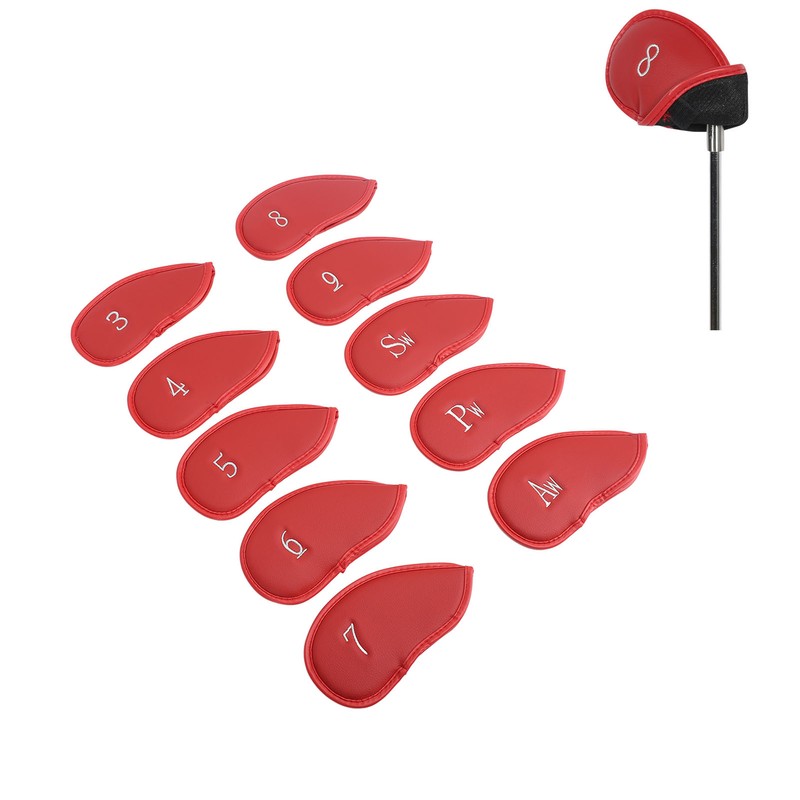10PCS Golf Club Head Cover PU Leather Protective Abrasion Resistant