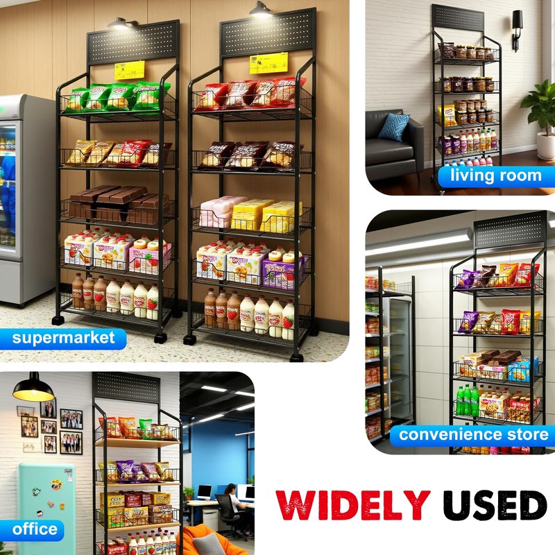 5 Tier Retail Candy Display Rack Metal Storage Shelf with
