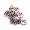 Unbranded Silver Plated Micro Pave Black Zircon Flat Wheel Charm