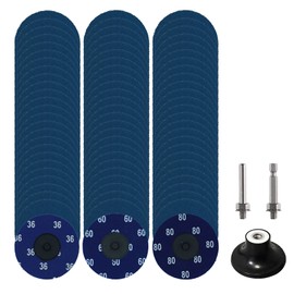 Crossarctic 75Pcs 3 inch Quick Change Disc Set, Zirconia Roll Lock Sanding Disc with 1/4" Holder Compatible with Die Grinder Surface Prep Strip Polish Finish Burr Rust Paint Removal