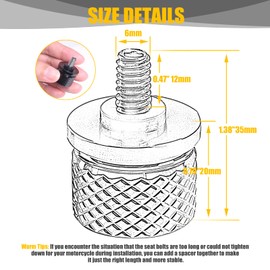 Sresk Rear Fender Seat Bolt Screw 1/4"-20 Thread for Harley Dyna Fatbob Sportster CVO Softail Touring 1996-2024 (Chrome 2)
