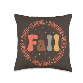 KJJ Fall Bonefires Flannel Leaves Hayrides Cider Boots Autumn Throw Pillow, 16x16, Multicolor