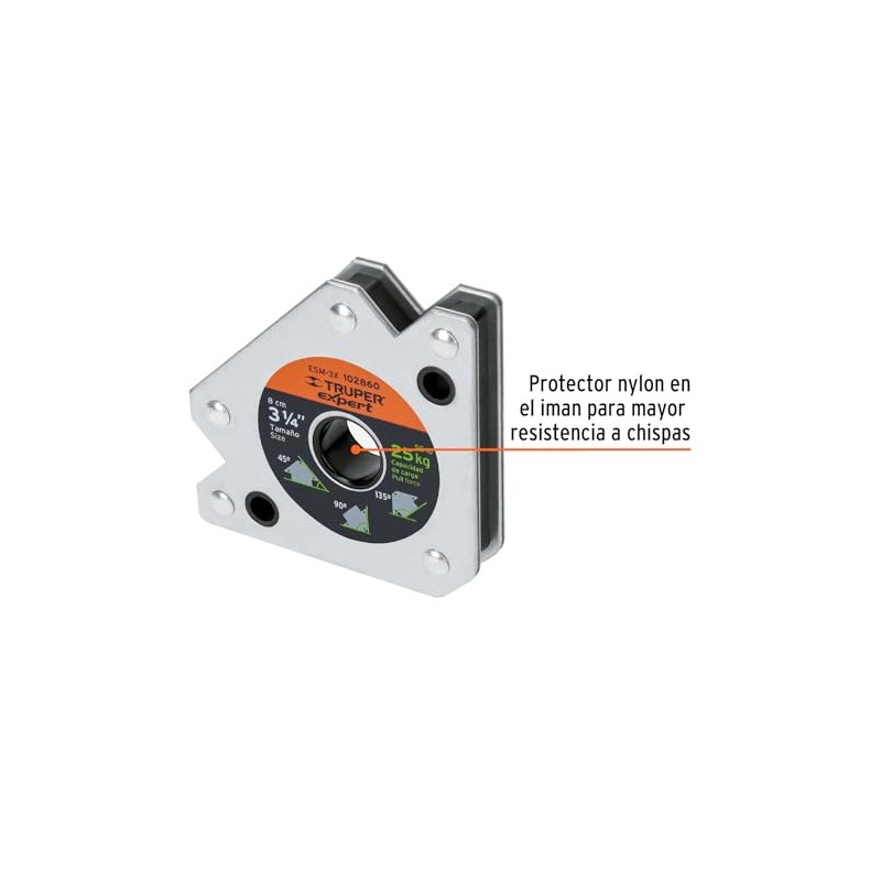 Truper Expert ESM-3X, Escuadra magnética 3" para soldar capacidad 17