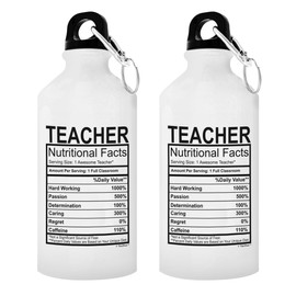 Teacher Appreciation Gifts for Women Teacher Nutritional Facts Teachers Gifts Teacher Graduation Gifts Water Bottle for Teachers Gift 2-Pack Aluminum Water Bottles with Cap & Sport Top Teacher