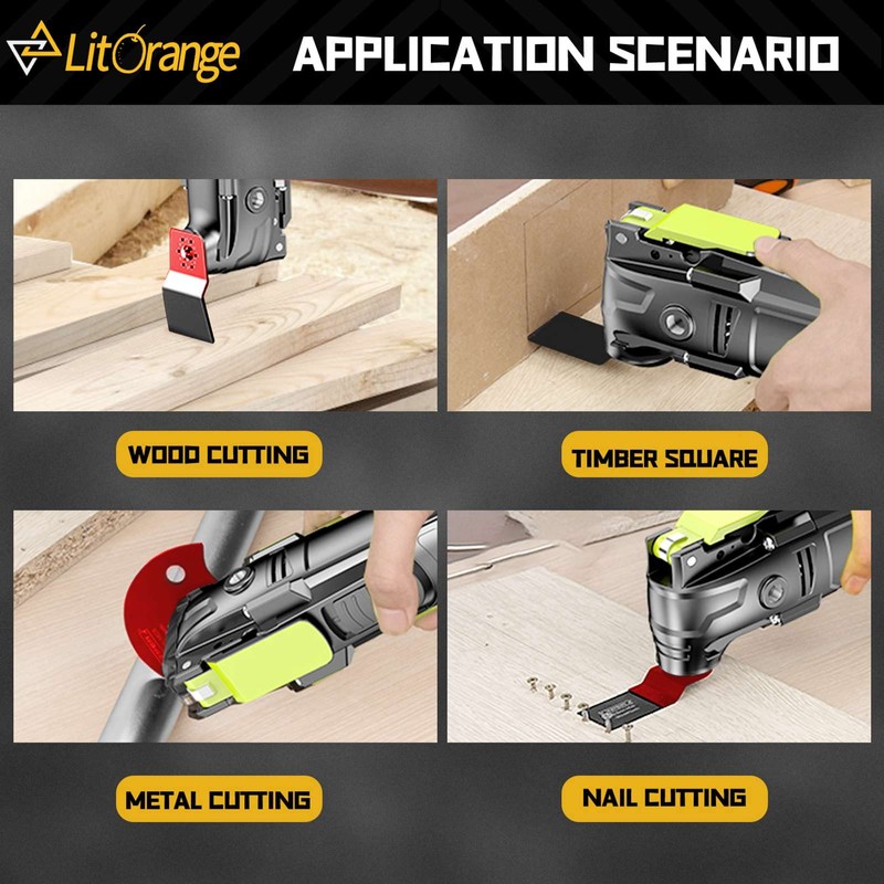 Litorange 16 Pcs Oscillating Saw Blades, Professional Wood/Metal/Plastic Universal Multitool,
