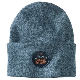 Carhartt Men's Knit Outdoor Patch Beanie, Night Blue/Alpine Blue Marl, OFA