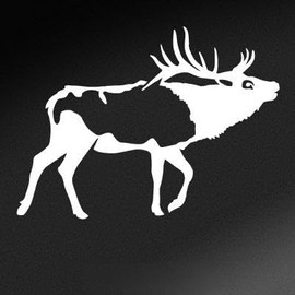 Express Yourself Bull Bugle Elk (White - Facing as Shown - 4XL) Decal Sticker - Big Game Collection