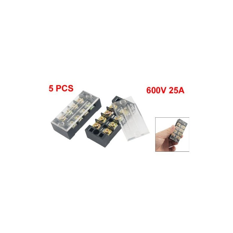 URBEST® 5 Pcs Dual Row 4 Position Covered Screw Terminal